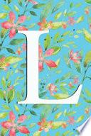 libro L: Monograma Inicial L: Cuaderno Lindo Para Mujeres Y Niñas, Azul Floral