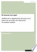 libro Análisis De La Organización Docente En El Marco De Un Centro De Educación Secundaria Andaluz